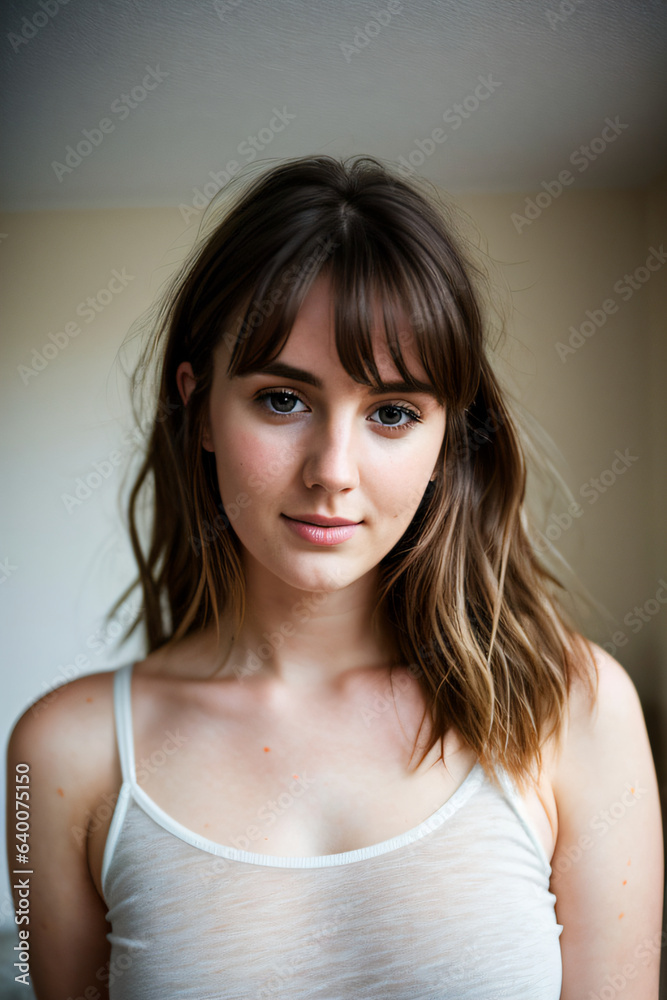 RAW photo of a 24 year old Welsh woman with casual clothes and messy hair