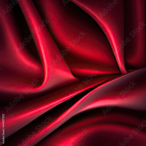 Abstract background luxury cloth. Wavy folds of grunge red silk texture satin velvet material or luxurious red silk as background, Folds of red silky fabric. Generative AI 
