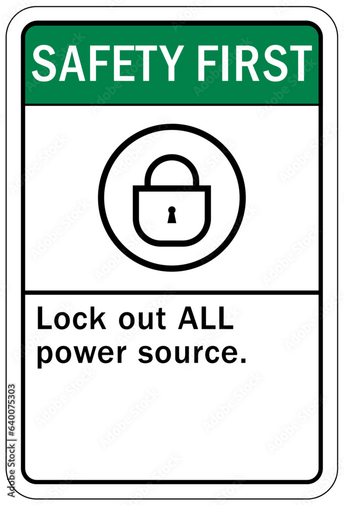 Naklejka premium Multiple power source electrical warning sign and labels lock out all power source