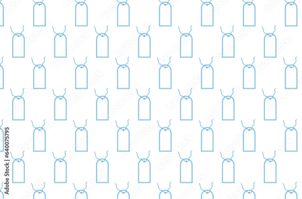 Digital png illustration of blue outline gift tag labels repeated on transparent background