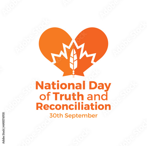 National Day for Truth and Reconciliation. 30th September. Orange Shirt Day logo design. Vector Illustration. photo