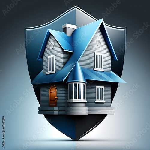 ai generated illustration close up House and shield