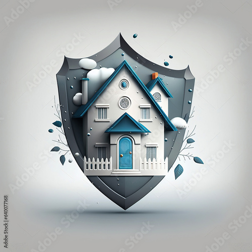 ai generated illustration close up House and shield
