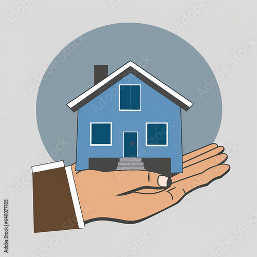 ai generated illustration hand holding house