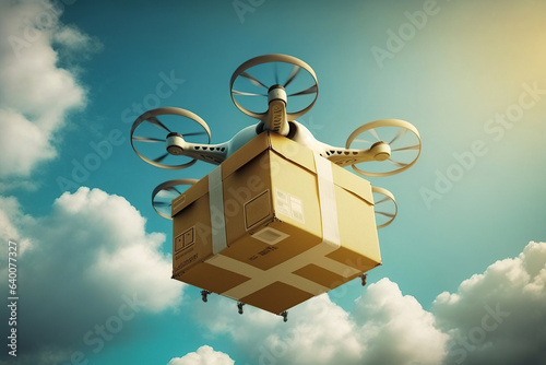ai generated Illustration fast autonomous drone delivery.