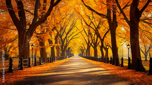 Wonderful autumn leaves landscape in large park © Doraway