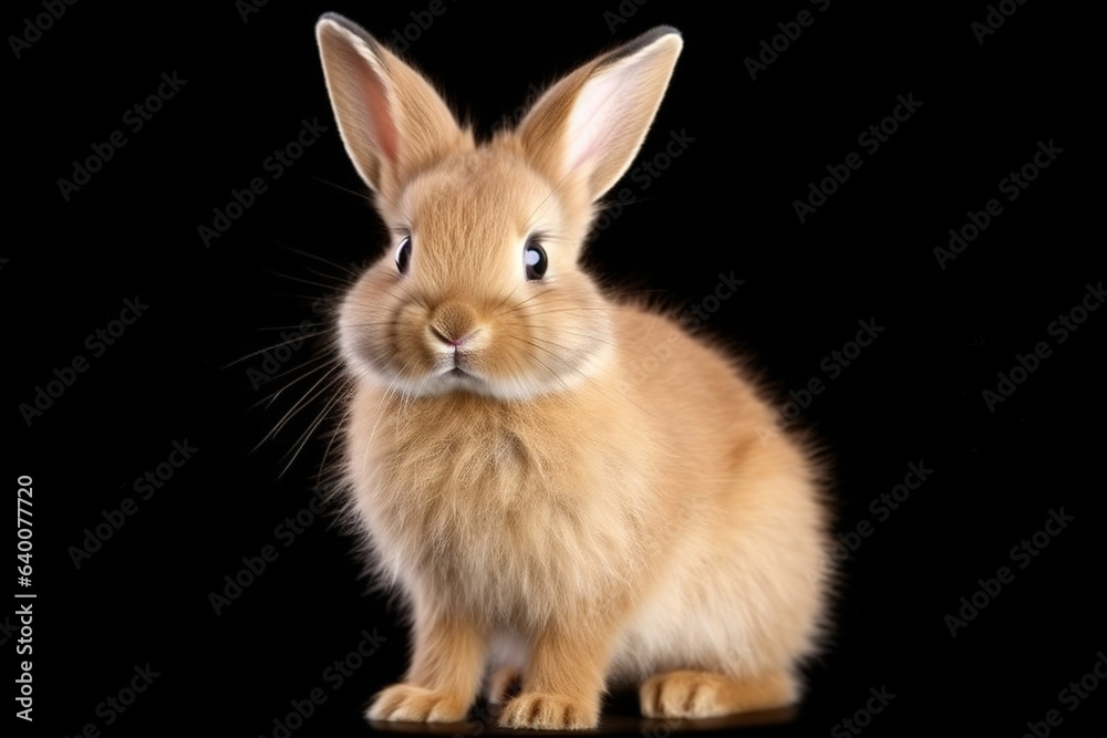Cute little rabbit healthy isolated on dark background Cute little rabbit healthy isolated on dark background