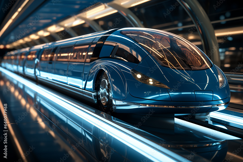 Hyperloop train, background of a magnetic levitation train, the fastest train in the future, High speed rail travel
