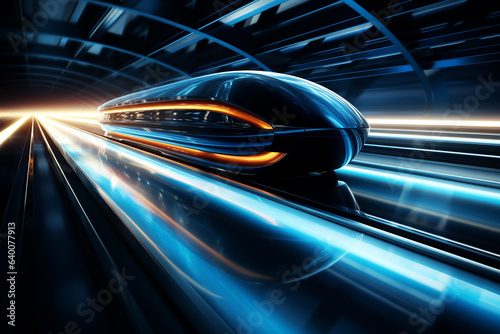 Hyperloop train, background of a magnetic levitation train, the fastest train in the future, High speed rail travel