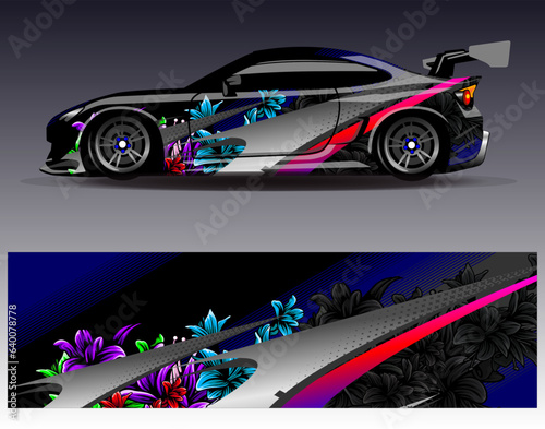 Race car wrap decal designs. Abstract racing and sport background for car livery or daily use car vinyl sticker