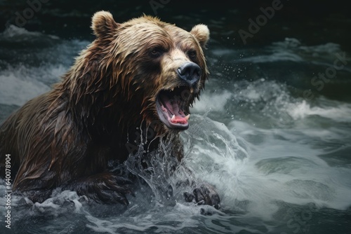 bear hunt salmon in the river