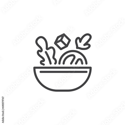 Vegetable salad bowl line icon