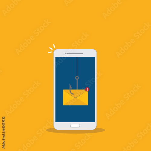 Phishing bait alert concept on a smartphone screen