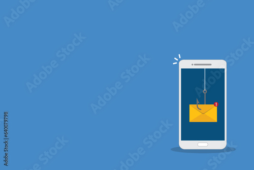 Phishing bait alert concept on a smartphone screen