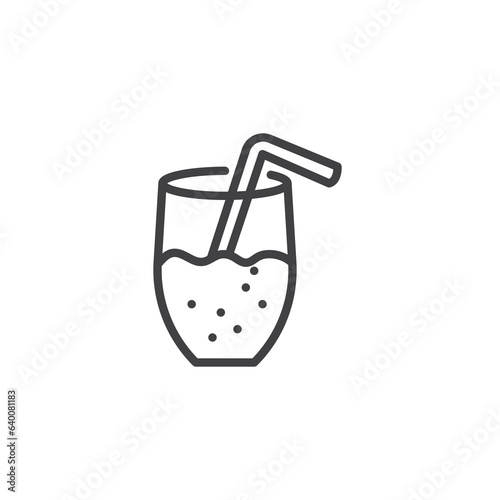 Glass of Smoothie with straw line icon
