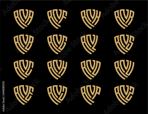 RNA, RNB, RNC, RNE, RNF, RNG, RNH, RNJ, RNK, RNL, RNO, RNP, RNR, RNS, RNU, RNZ creative letter shield logo design vector icon illustration