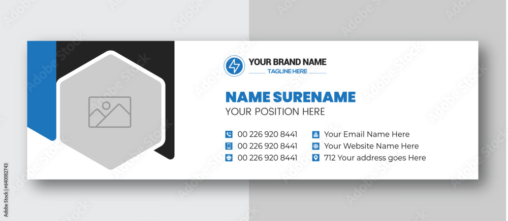 Creative business email signature template or email footer and personal social media cover Premium Vector
