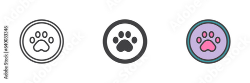 Paw print different style icon set