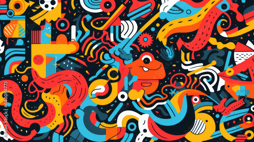 Vector doodle art cluttered maximalist pattern Vector doodle art cluttered maximalist pattern