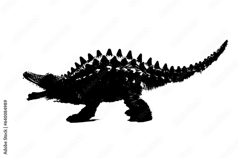 Fototapeta premium black dinosaur silhouette isolated on white background, model of dinosaurs toys