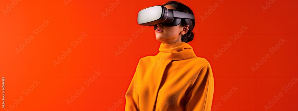 Illustration of a person wearing a virtual reality VR headset, AI Generated. Illustration of a person wearing a virtual reality VR headset, AI Generated.
