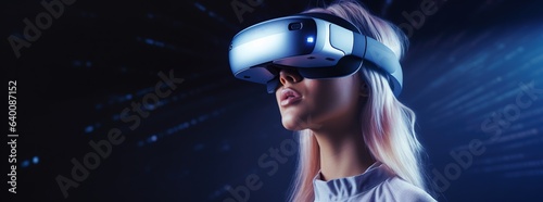 Wallpaper Mural Illustration of a person wearing a virtual reality VR headset, AI Generated. Torontodigital.ca