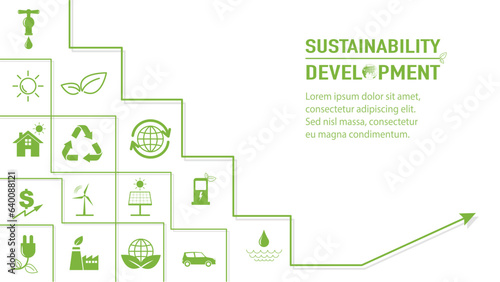 Template design for Sustainability development and Global Green Industries Business concept, Vector illustration