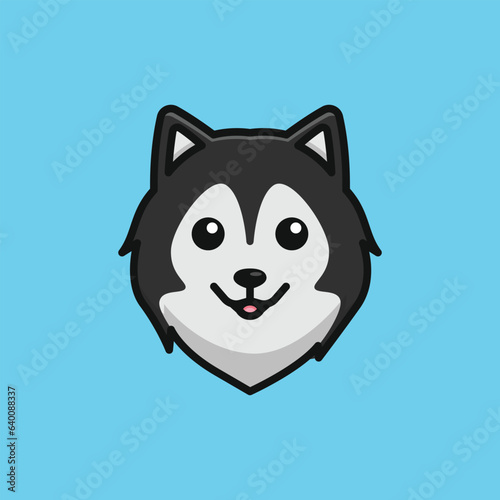 Cute avatar alaskan malamute head simple cartoon vector illustration dog breeds nature concept icon isolated