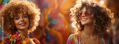 カラフルな服装をする若い女性