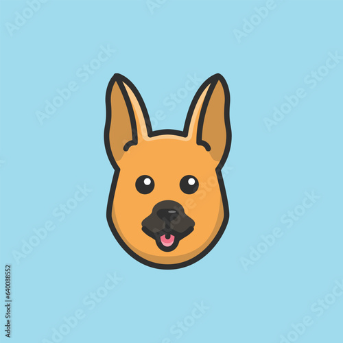 Cute avatar german shepherd head simple cartoon vector illustration dog breeds nature concept icon isolated,