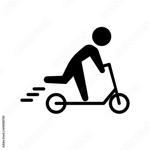 Person riding scooter icon. Vector.