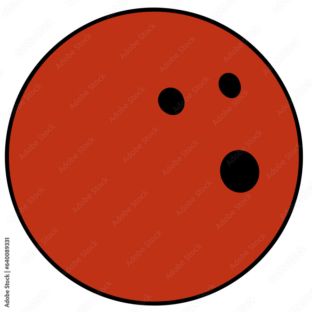Bowling ball simple flat drawing, red Bowling ball simple flat drawing, red