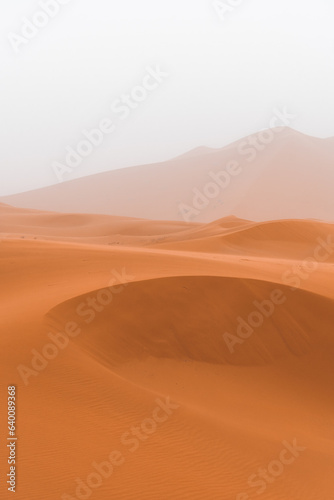Fototapeta Naklejka Na Ścianę i Meble -  Sahara Desert Textures on a cloudy day in Merzouga, Morocco