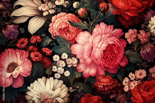 beautiful fantasy vintage wallpaper botanical flower bunch