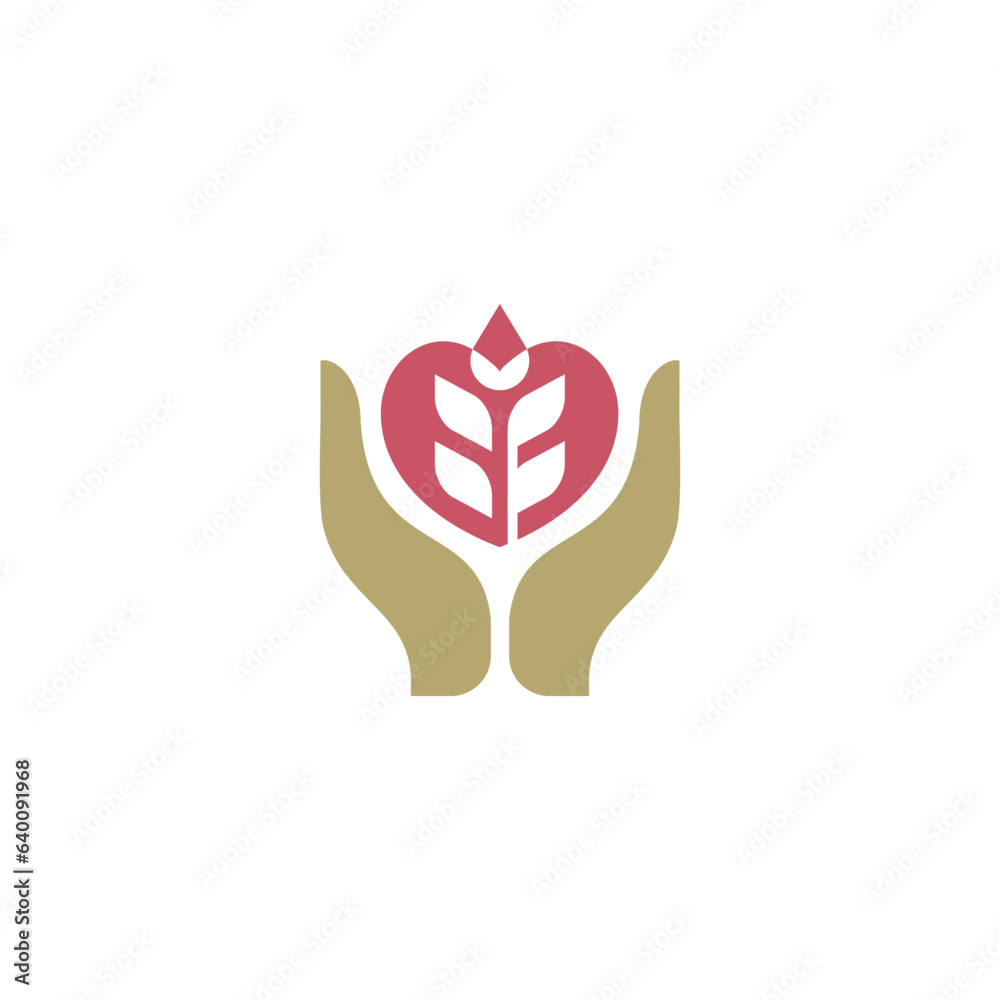 Grain wheat logo design. Vector illustration Grain wheat with hands. modern logo design vector icon template Grain wheat logo design. Vector illustration Grain wheat with hands. modern logo design vector icon template
