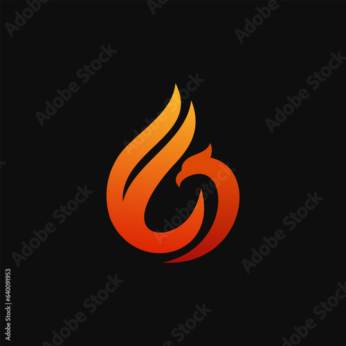 flame logo design. Vector illustration flame, fire and phoenix head. modern logo design vector icon template