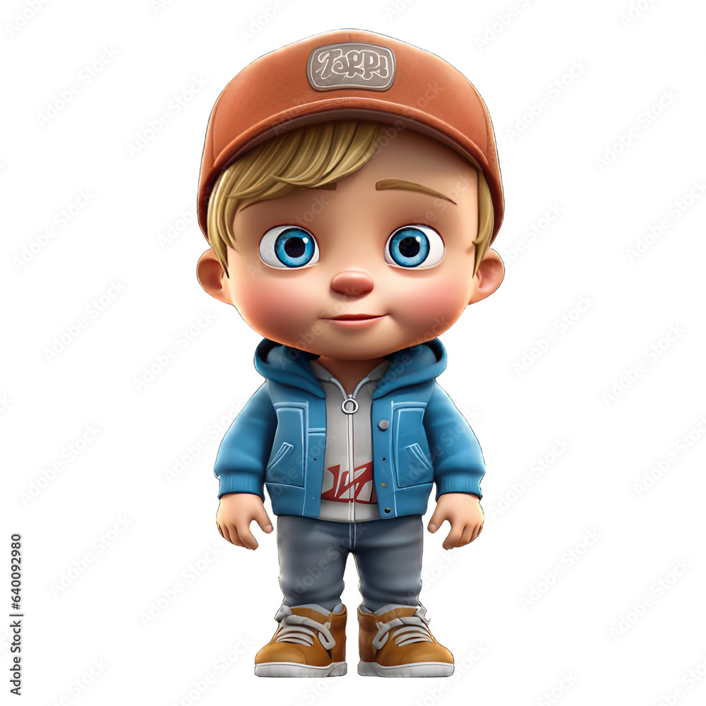 3D cartoon character a cute little boy, Isolated transparent background png 3D cartoon character a cute little boy, Isolated transparent background png