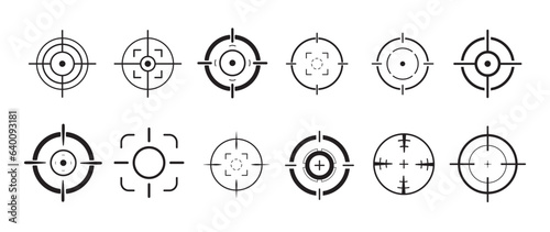 Target icon set, reticle gun focus target, viewfinder. target in a destination area line style - stock Vector
