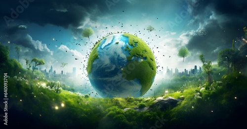 Save nature save earth day poster environment day nature green Generative AI