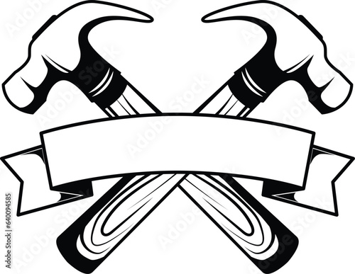 Woodwork and carpentry logo. Carpenter Emblem logo. Hammer vector illustration 