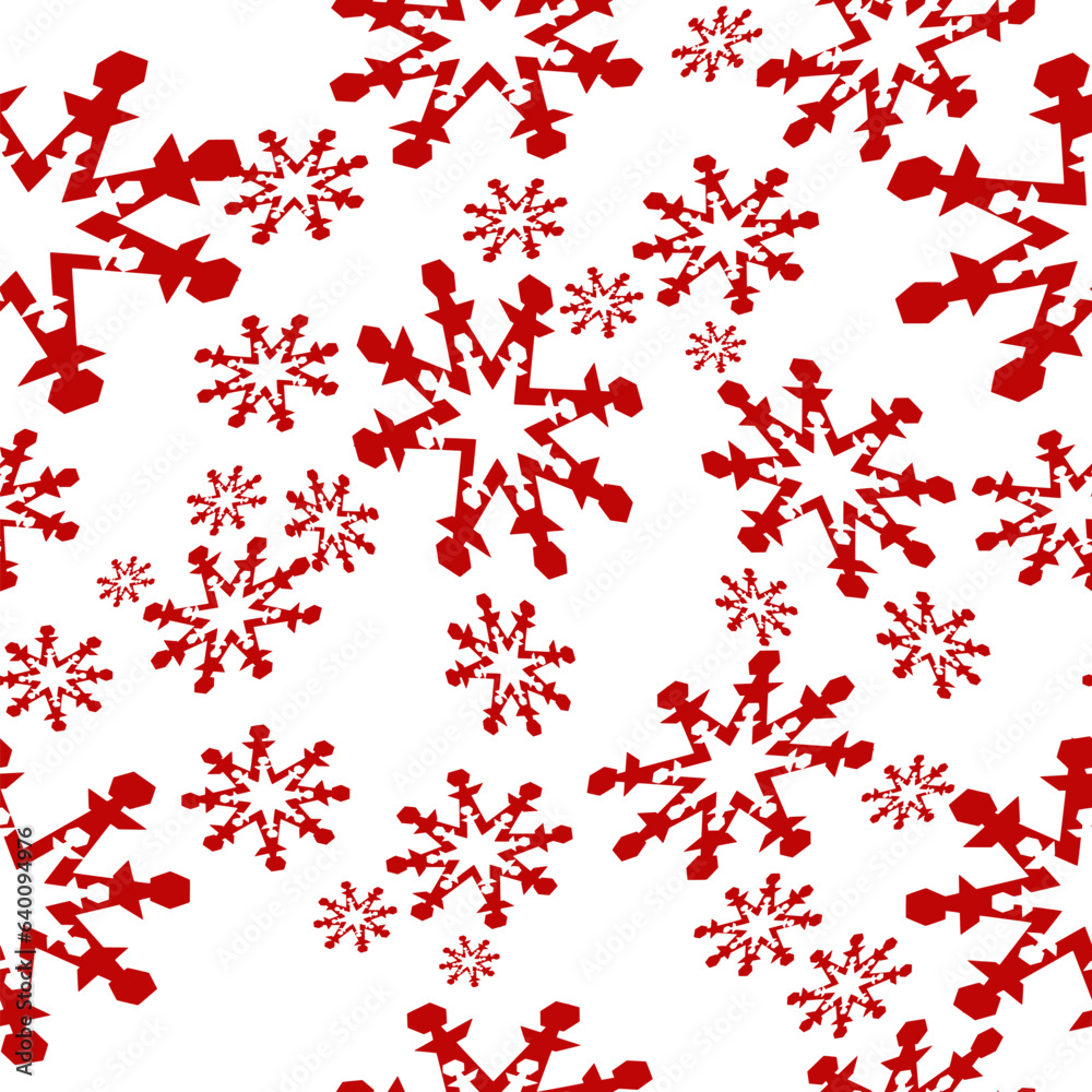 Christmas red snowflakes on white background repeat seamless pattern design for fabric printing or wallpaper or x'mas paper wrap pattern
