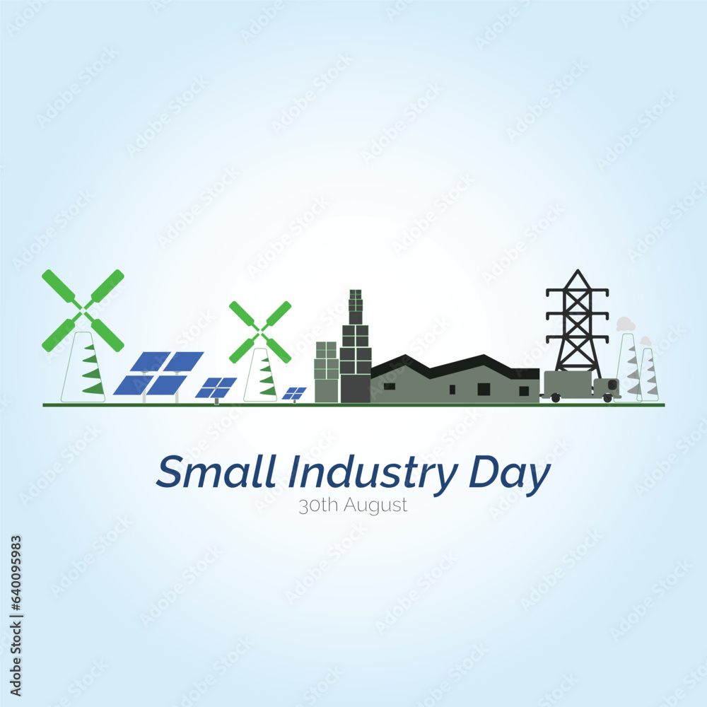 Small Industry Day is observed on 30th August every year to support and promote small-scale industries and businesses. Small Industry Day Vector, illustration.