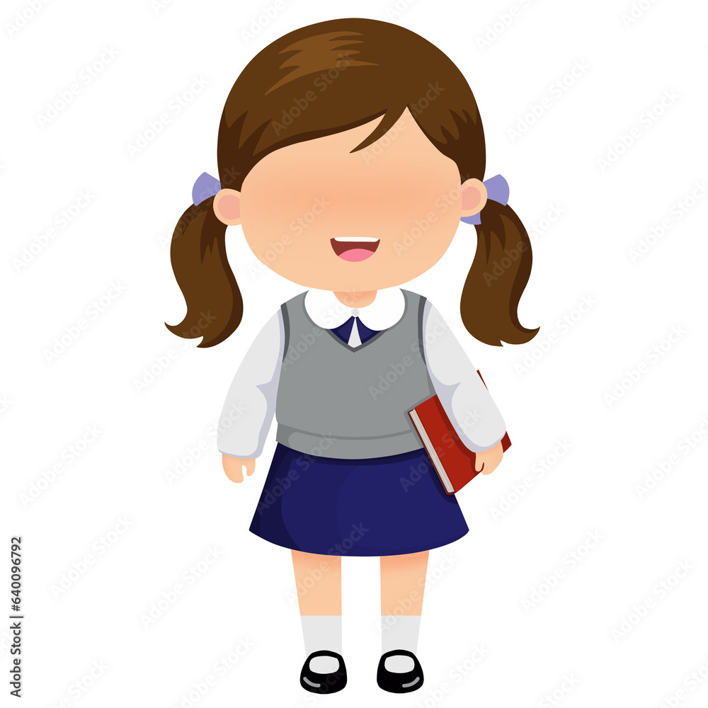 illustration of a student in school uniform holding a book illustration of a student in school uniform holding a book