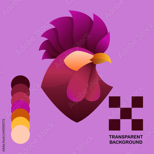 Rooster logo vector illustration, gradation logo. photo