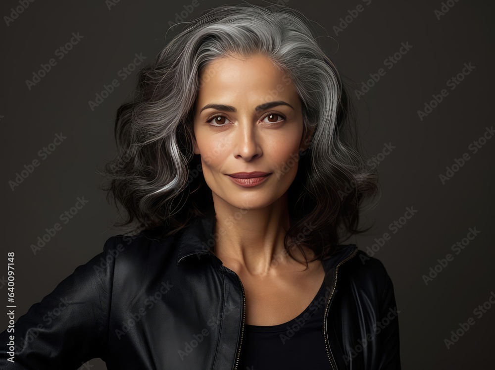 Woman with long, thick gray hair