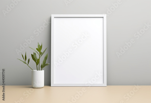 Zoom in on an empty mockup poster frame