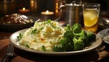 mashed potatoes with broccoli