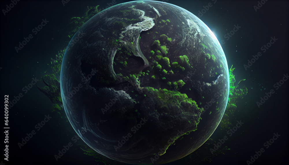 Green planet earth and Green planet concept, earth in space Ai generated image Green planet earth and Green planet concept, earth in space Ai generated image