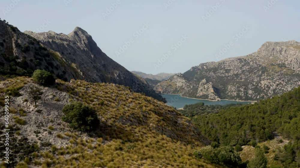 Beautiful mountain valley in Mallorca with Gorg Blau water reservoir. Beautiful mountain valley in Mallorca with Gorg Blau water reservoir.