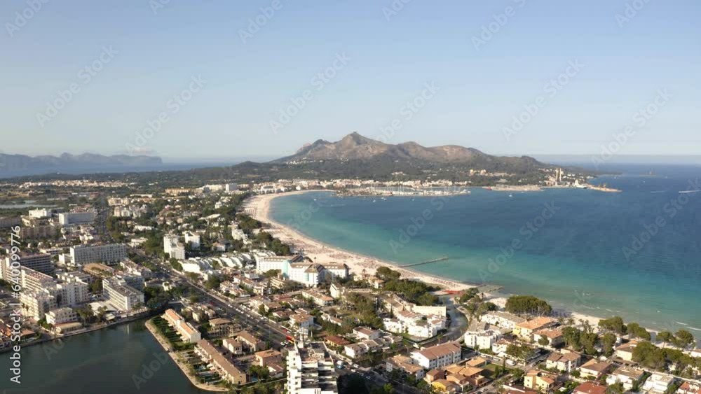 City of Alcudia with beaches on Mallorca coast on cloudless sunny day. City of Alcudia with beaches on Mallorca coast on cloudless sunny day.